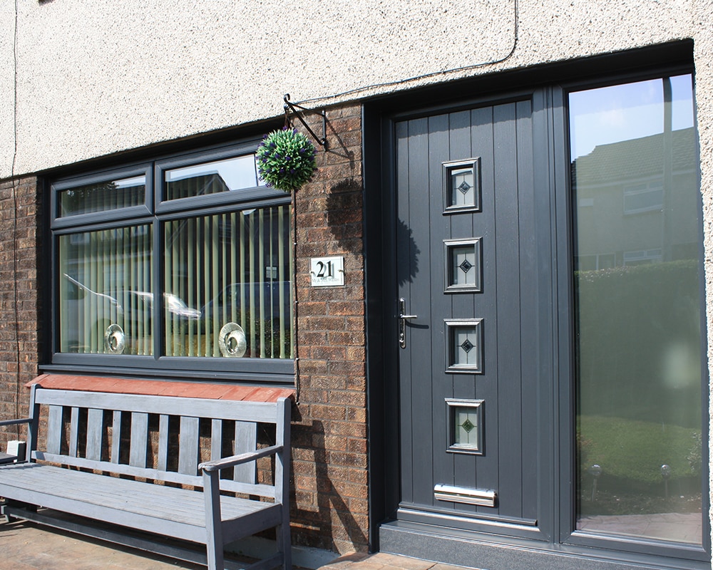 Black Composite Front Door Next To Double Glazed Edinburgh Window
